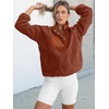 image:imageANRABESS Women Fuzzy Fleece Pullover Sherpa Jackets  Long Sleeve Button Down Warm Soft Color Block Sweatshirt with PocketsBrick Red