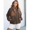 image:imageANRABESS Women Fuzzy Fleece Pullover Sherpa Jackets  Long Sleeve Button Down Warm Soft Color Block Sweatshirt with PocketsBrown