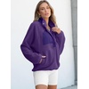 image:imageANRABESS Women Fuzzy Fleece Pullover Sherpa Jackets  Long Sleeve Button Down Warm Soft Color Block Sweatshirt with PocketsDeep Purple