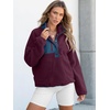 image:imageANRABESS Women Fuzzy Fleece Pullover Sherpa Jackets  Long Sleeve Button Down Warm Soft Color Block Sweatshirt with PocketsDull Purple