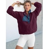 image:imageANRABESS Women Fuzzy Fleece Pullover Sherpa Jackets  Long Sleeve Button Down Warm Soft Color Block Sweatshirt with PocketsDull Purple