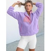 image:imageANRABESS Women Fuzzy Fleece Pullover Sherpa Jackets  Long Sleeve Button Down Warm Soft Color Block Sweatshirt with PocketsPurple