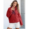 image:imageANRABESS Women Fuzzy Fleece Pullover Sherpa Jackets  Long Sleeve Button Down Warm Soft Color Block Sweatshirt with PocketsRed