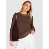 image:imageANRABESS Women Long Sleeve Striped Crochet Sweater Top  Crew Neck Knit Pullover Comfy Soft Lightweight Clothes Casual Daily Wear Travel amp Vacation Fall Spring Trendy OutfitsDark Brown Black