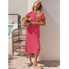image:imageANRABESS Womens 2026 Summer Maxi TShirt Dress  Short Sleeve Crewneck Tie Waist Slim Fit SlitCasual Trendy Spring Long Vacation Beach Dresses Soft ComfyLight Red