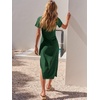 image:imageANRABESS Womens 2026 Summer Maxi TShirt Dress  Short Sleeve Crewneck Tie Waist Slim Fit SlitCasual Trendy Spring Long Vacation Beach Dresses Soft ComfyDeep Green