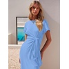image:imageANRABESS Womens 2026 Summer Maxi TShirt Dress  Short Sleeve Crewneck Tie Waist Slim Fit SlitCasual Trendy Spring Long Vacation Beach Dresses Soft ComfySky Blue