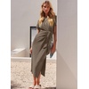 image:imageANRABESS Womens 2026 Summer Maxi TShirt Dress  Short Sleeve Crewneck Tie Waist Slim Fit SlitCasual Trendy Spring Long Vacation Beach Dresses Soft ComfyBrown