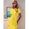 image:imageANRABESS Womens 2026 Summer Maxi TShirt Dress  Short Sleeve Crewneck Tie Waist Slim Fit SlitCasual Trendy Spring Long Vacation Beach Dresses Soft ComfyMustard Yellow