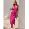 image:imageANRABESS Womens 2026 Summer Maxi TShirt Dress  Short Sleeve Crewneck Tie Waist Slim Fit SlitCasual Trendy Spring Long Vacation Beach Dresses Soft ComfyHot Pink