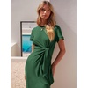 image:imageANRABESS Womens 2026 Summer Maxi TShirt Dress  Short Sleeve Crewneck Tie Waist Slim Fit SlitCasual Trendy Spring Long Vacation Beach Dresses Soft ComfyDeep Green