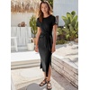image:imageANRABESS Womens 2026 Summer Maxi TShirt Dress  Short Sleeve Crewneck Tie Waist Slim Fit SlitCasual Trendy Spring Long Vacation Beach Dresses Soft ComfyBlack