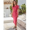 image:imageANRABESS Womens 2026 Summer Maxi TShirt Dress  Short Sleeve Crewneck Tie Waist Slim Fit SlitCasual Trendy Spring Long Vacation Beach Dresses Soft ComfyLight Red