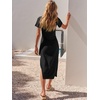 image:imageANRABESS Womens 2026 Summer Maxi TShirt Dress  Short Sleeve Crewneck Tie Waist Slim Fit SlitCasual Trendy Spring Long Vacation Beach Dresses Soft ComfyBlack