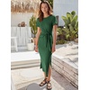 image:imageANRABESS Womens 2026 Summer Maxi TShirt Dress  Short Sleeve Crewneck Tie Waist Slim Fit SlitCasual Trendy Spring Long Vacation Beach Dresses Soft ComfyDeep Green