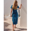 image:imageANRABESS Womens 2026 Summer Maxi TShirt Dress  Short Sleeve Crewneck Tie Waist Slim Fit SlitCasual Trendy Spring Long Vacation Beach Dresses Soft ComfyCyan