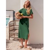 image:imageANRABESS Womens 2026 Summer Maxi TShirt Dress  Short Sleeve Crewneck Tie Waist Slim Fit SlitCasual Trendy Spring Long Vacation Beach Dresses Soft ComfyDeep Green