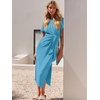 image:imageANRABESS Womens 2026 Summer Maxi TShirt Dress  Short Sleeve Crewneck Tie Waist Slim Fit SlitCasual Trendy Spring Long Vacation Beach Dresses Soft ComfyBlue