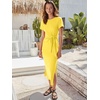 image:imageANRABESS Womens 2026 Summer Maxi TShirt Dress  Short Sleeve Crewneck Tie Waist Slim Fit SlitCasual Trendy Spring Long Vacation Beach Dresses Soft ComfyMustard Yellow