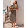 image:imageANRABESS Womens 2026 Summer Maxi TShirt Dress  Short Sleeve Crewneck Tie Waist Slim Fit SlitCasual Trendy Spring Long Vacation Beach Dresses Soft ComfyBrown