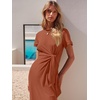 image:imageANRABESS Womens 2026 Summer Maxi TShirt Dress  Short Sleeve Crewneck Tie Waist Slim Fit SlitCasual Trendy Spring Long Vacation Beach Dresses Soft ComfyBrick Red
