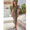 image:imageANRABESS Womens 2026 Summer Maxi TShirt Dress  Short Sleeve Crewneck Tie Waist Slim Fit SlitCasual Trendy Spring Long Vacation Beach Dresses Soft ComfyBrown