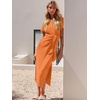 image:imageANRABESS Womens 2026 Summer Maxi TShirt Dress  Short Sleeve Crewneck Tie Waist Slim Fit SlitCasual Trendy Spring Long Vacation Beach Dresses Soft ComfyOrange