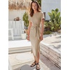 image:imageANRABESS Womens 2026 Summer Maxi TShirt Dress  Short Sleeve Crewneck Tie Waist Slim Fit SlitCasual Trendy Spring Long Vacation Beach Dresses Soft ComfyKhaki