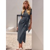 image:imageANRABESS Womens 2026 Summer Maxi TShirt Dress  Short Sleeve Crewneck Tie Waist Slim Fit SlitCasual Trendy Spring Long Vacation Beach Dresses Soft ComfyGray Green