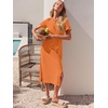 image:imageANRABESS Womens 2026 Summer Maxi TShirt Dress  Short Sleeve Crewneck Tie Waist Slim Fit SlitCasual Trendy Spring Long Vacation Beach Dresses Soft ComfyOrange