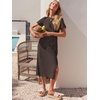 image:imageANRABESS Womens 2026 Summer Maxi TShirt Dress  Short Sleeve Crewneck Tie Waist Slim Fit SlitCasual Trendy Spring Long Vacation Beach Dresses Soft ComfyCoffee