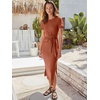 image:imageANRABESS Womens 2026 Summer Maxi TShirt Dress  Short Sleeve Crewneck Tie Waist Slim Fit SlitCasual Trendy Spring Long Vacation Beach Dresses Soft ComfyBrick Red