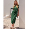 image:imageANRABESS Womens 2026 Summer Maxi TShirt Dress  Short Sleeve Crewneck Tie Waist Slim Fit SlitCasual Trendy Spring Long Vacation Beach Dresses Soft ComfyDeep Green