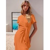 image:imageANRABESS Womens 2026 Summer Maxi TShirt Dress  Short Sleeve Crewneck Tie Waist Slim Fit SlitCasual Trendy Spring Long Vacation Beach Dresses Soft ComfyOrange
