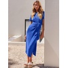 image:imageANRABESS Womens 2026 Summer Maxi TShirt Dress  Short Sleeve Crewneck Tie Waist Slim Fit SlitCasual Trendy Spring Long Vacation Beach Dresses Soft ComfyRoyal Blue
