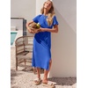 image:imageANRABESS Womens 2026 Summer Maxi TShirt Dress  Short Sleeve Crewneck Tie Waist Slim Fit SlitCasual Trendy Spring Long Vacation Beach Dresses Soft ComfyRoyal Blue