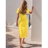 image:imageANRABESS Womens 2026 Summer Maxi TShirt Dress  Short Sleeve Crewneck Tie Waist Slim Fit SlitCasual Trendy Spring Long Vacation Beach Dresses Soft ComfyMustard Yellow