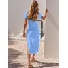 image:imageANRABESS Womens 2026 Summer Maxi TShirt Dress  Short Sleeve Crewneck Tie Waist Slim Fit SlitCasual Trendy Spring Long Vacation Beach Dresses Soft ComfySky Blue