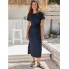 image:imageANRABESS Womens 2026 Summer Maxi TShirt Dress  Short Sleeve Crewneck Tie Waist Slim Fit SlitCasual Trendy Spring Long Vacation Beach Dresses Soft ComfyNavy Blue