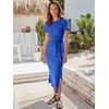 image:imageANRABESS Womens 2026 Summer Maxi TShirt Dress  Short Sleeve Crewneck Tie Waist Slim Fit SlitCasual Trendy Spring Long Vacation Beach Dresses Soft ComfyRoyal Blue