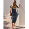 image:imageANRABESS Womens 2026 Summer Maxi TShirt Dress  Short Sleeve Crewneck Tie Waist Slim Fit SlitCasual Trendy Spring Long Vacation Beach Dresses Soft ComfyGray Green