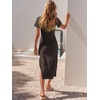 image:imageANRABESS Womens 2026 Summer Maxi TShirt Dress  Short Sleeve Crewneck Tie Waist Slim Fit SlitCasual Trendy Spring Long Vacation Beach Dresses Soft ComfyCoffee