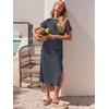image:imageANRABESS Womens 2026 Summer Maxi TShirt Dress  Short Sleeve Crewneck Tie Waist Slim Fit SlitCasual Trendy Spring Long Vacation Beach Dresses Soft ComfyGray Green