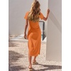image:imageANRABESS Womens 2026 Summer Maxi TShirt Dress  Short Sleeve Crewneck Tie Waist Slim Fit SlitCasual Trendy Spring Long Vacation Beach Dresses Soft ComfyOrange