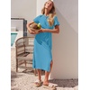 image:imageANRABESS Womens 2026 Summer Maxi TShirt Dress  Short Sleeve Crewneck Tie Waist Slim Fit SlitCasual Trendy Spring Long Vacation Beach Dresses Soft ComfyBlue