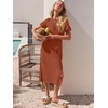 image:imageANRABESS Womens 2026 Summer Maxi TShirt Dress  Short Sleeve Crewneck Tie Waist Slim Fit SlitCasual Trendy Spring Long Vacation Beach Dresses Soft ComfyBrick Red