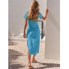 image:imageANRABESS Womens 2026 Summer Maxi TShirt Dress  Short Sleeve Crewneck Tie Waist Slim Fit SlitCasual Trendy Spring Long Vacation Beach Dresses Soft ComfyBlue