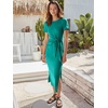 image:imageANRABESS Womens 2026 Summer Maxi TShirt Dress  Short Sleeve Crewneck Tie Waist Slim Fit SlitCasual Trendy Spring Long Vacation Beach Dresses Soft ComfyLake