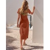 image:imageANRABESS Womens 2026 Summer Maxi TShirt Dress  Short Sleeve Crewneck Tie Waist Slim Fit SlitCasual Trendy Spring Long Vacation Beach Dresses Soft ComfyBrick Red