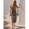 image:imageANRABESS Womens 2026 Summer Maxi TShirt Dress  Short Sleeve Crewneck Tie Waist Slim Fit SlitCasual Trendy Spring Long Vacation Beach Dresses Soft ComfyBrown